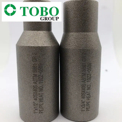 อุปกรณ์ท่อเหล็กโลหะผสมไทเทเนียม ASTM B363 Ti Gr7 2 '' x 1 '' SCH10S x SCH40S จุกนมยางโลหะผสมไทเทเนียม