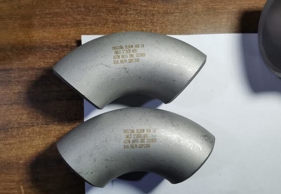 การเชื่อมแบบก้นแบบไม่มีรอยต่อความยาวรัศมีข้อศอก 90° 8”SCH-20 ASTM N08825 Alloy 825