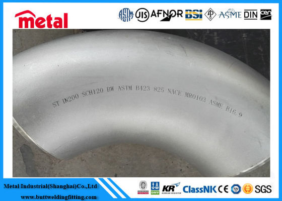 Hastelloy C276 อุปกรณ์ท่อโลหะผสมนิกเกิลอุปกรณ์ท่อ 90 องศายาวรัศมีข้อศอก ASME B 16 9 สีเงิน